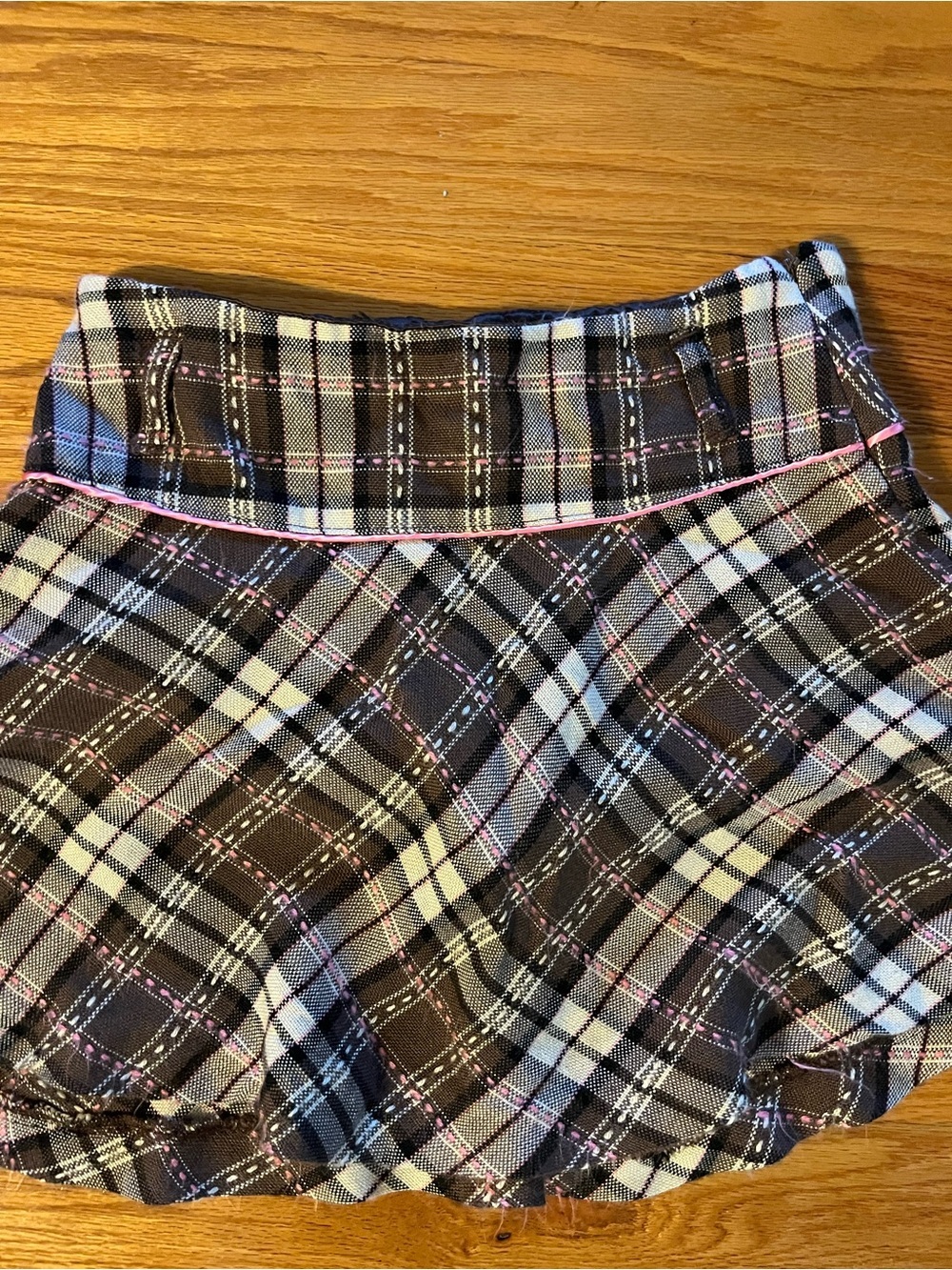 Limited Too Brown Plaid Flared Skort with Pink Trim Girls Size 14R - Picture 2 of 6